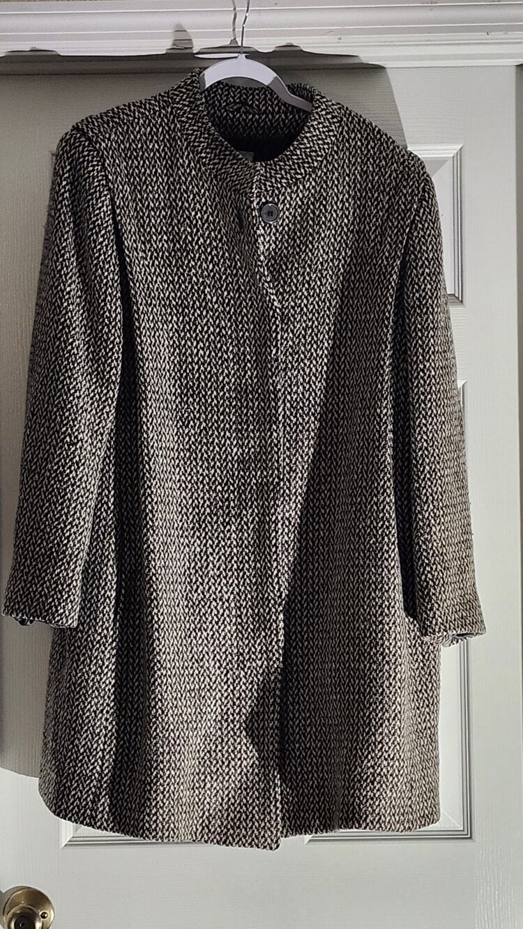 VTG 80s Jennifer Moore Wool Coat 18 Plus Made in Yugoslavia Herringbone #751